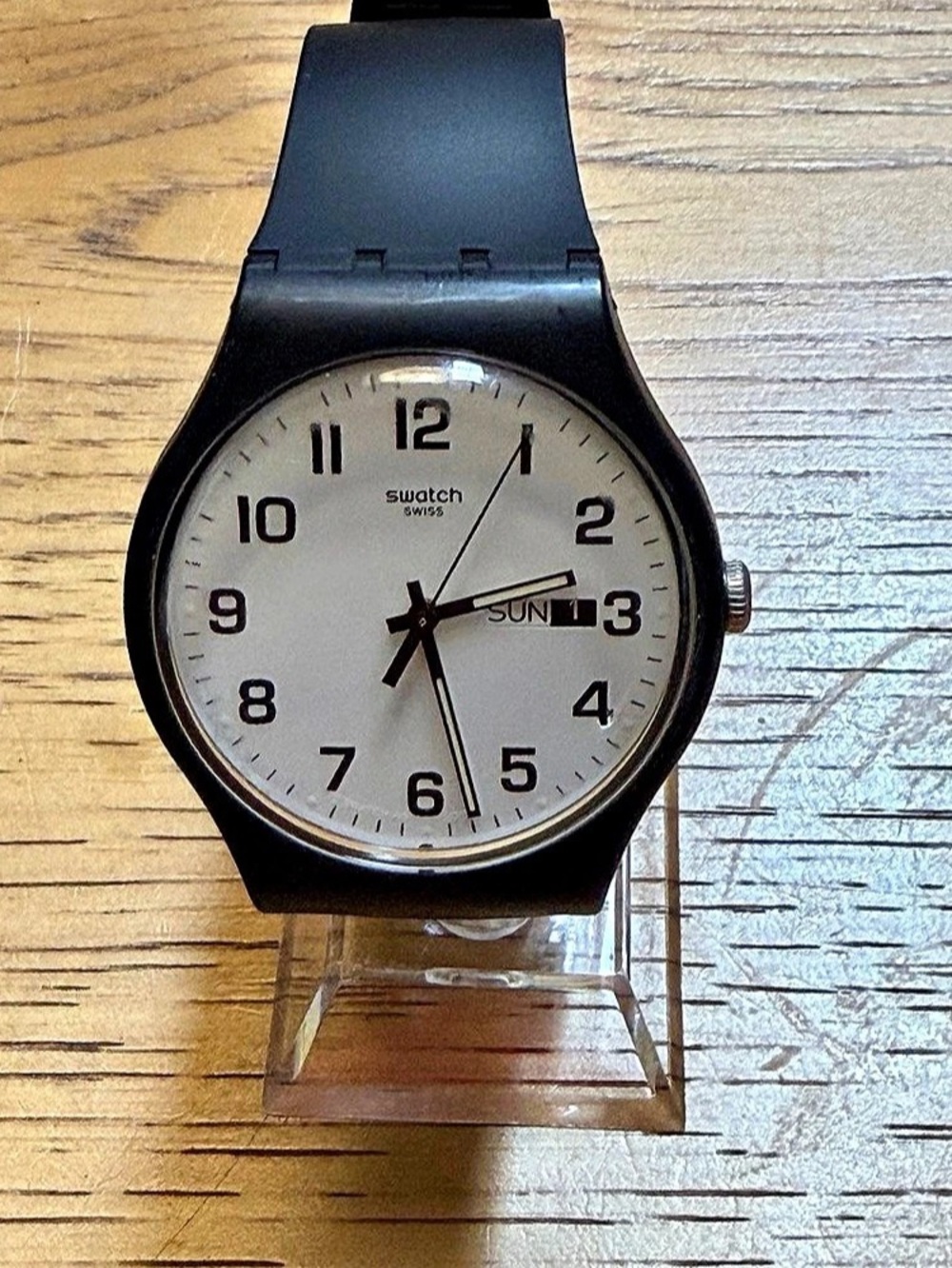 Swiss Made Swatch Black Rebel Black & White Watch SR1130SW